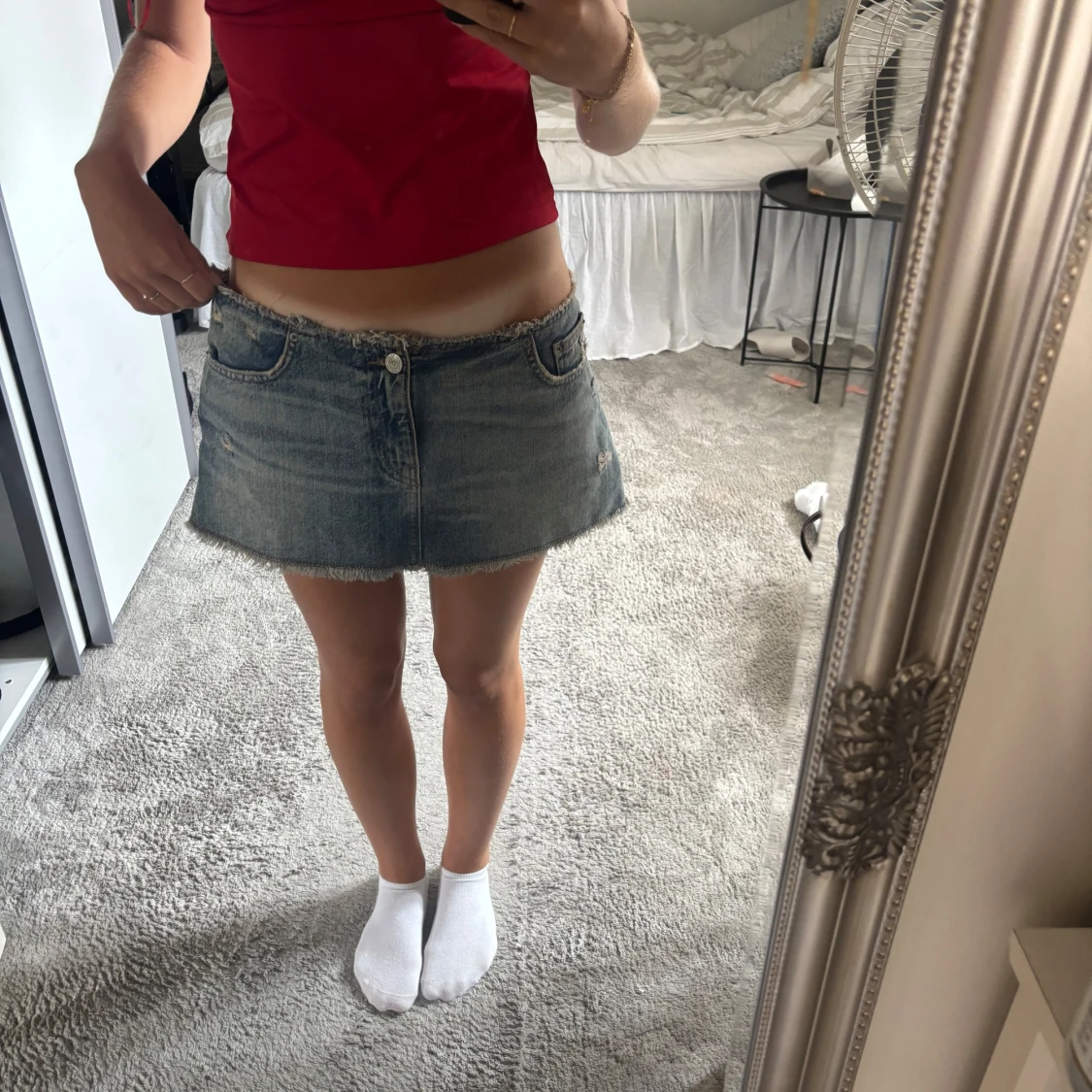 Blå minijeanskjol - 1