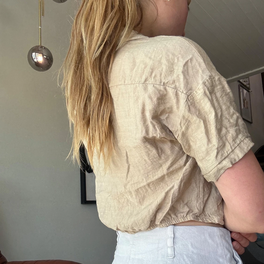 Beige kortärmad skjorta - 3