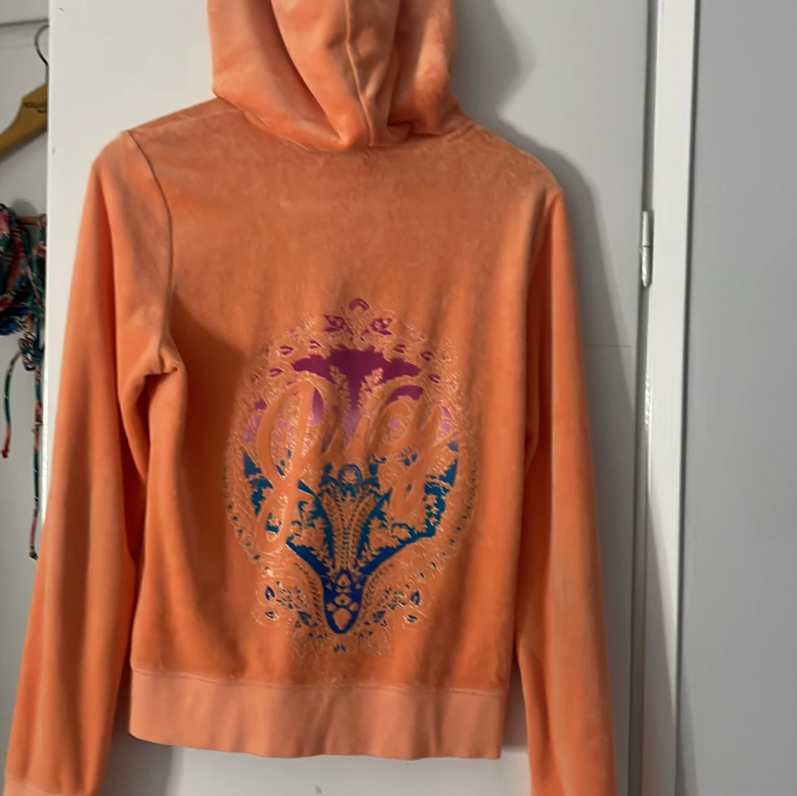 Juicy Couture peach velour hoodie L - 1