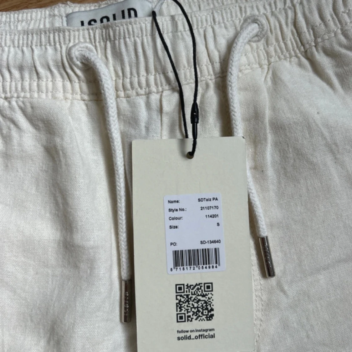 Vita linnebyxor från Solid med snörning - 3