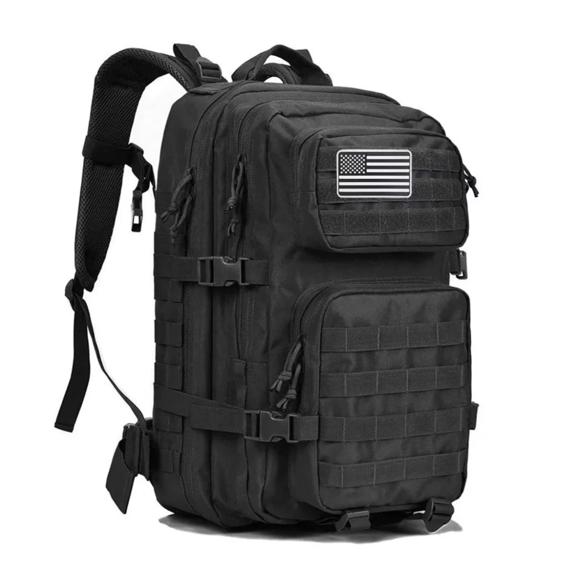 Svart ryggsäck med amerikansk flagga