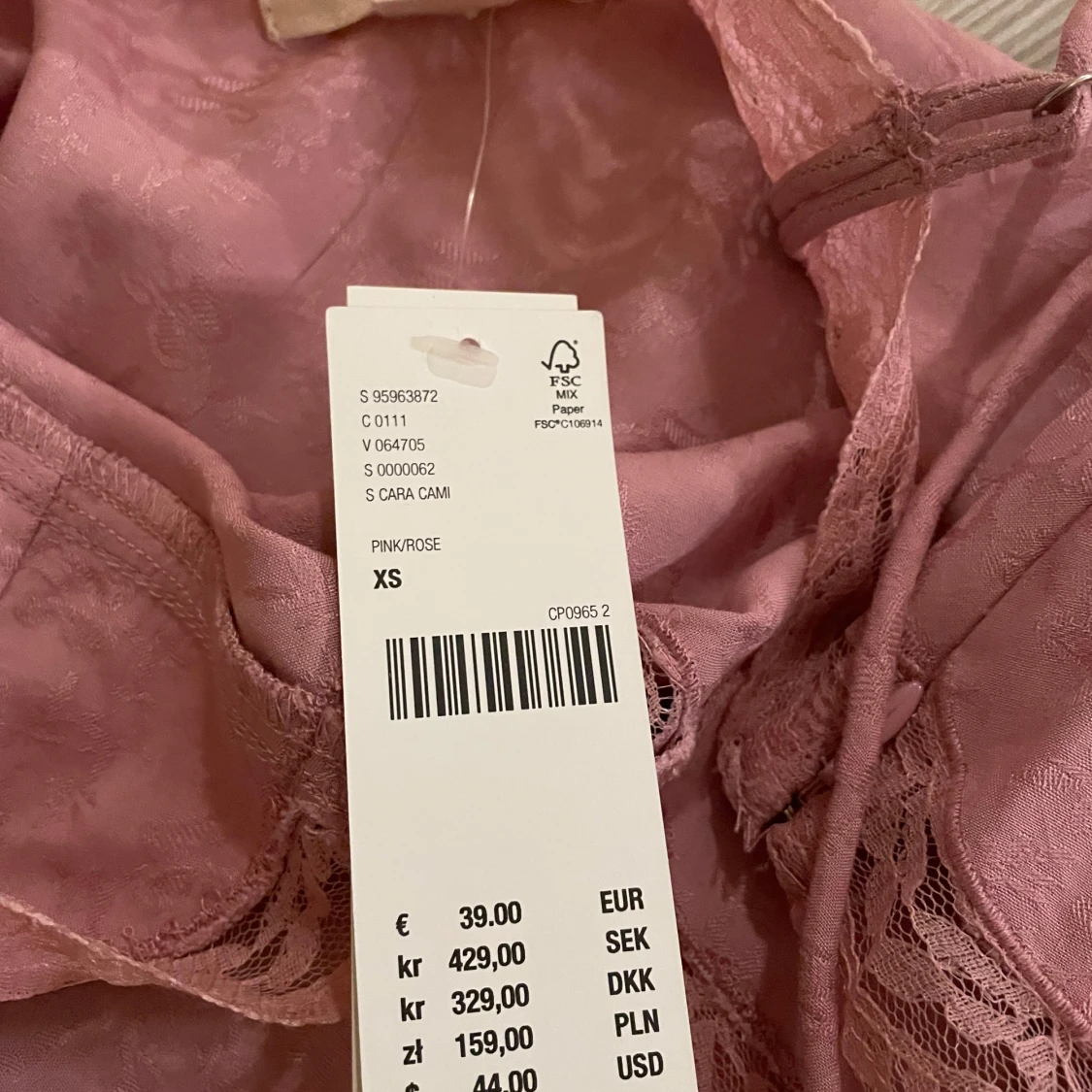 Rosa cami top spets  - 2