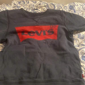 Mörkblå tjock tröja  - Mörkblå tjock tröja med Levis märke i rött.  