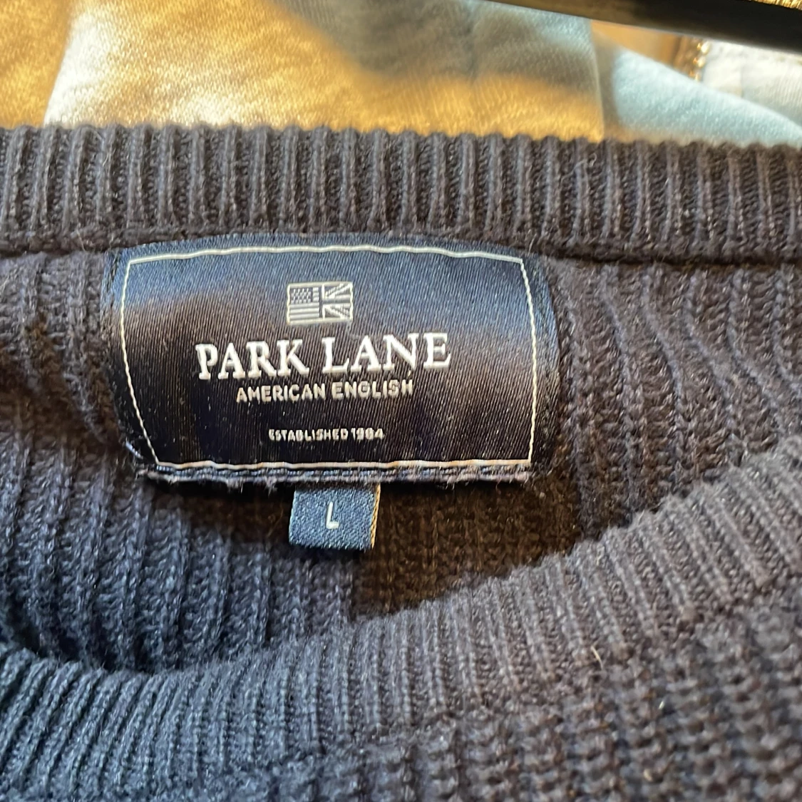 Randig mörkblå och röd stickad tröja från Park Lane - 2