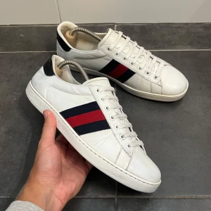 Gucci ace - Tja! || Säljer nu dessa sjukt snygga Gucci ace skor||Skick 9/10|| Storlek uk 8 1/2 vilket passar dig som har 43-44 i eu storlek|| Bara skorna medföljs vid köp!|| Om du har några frågor så är det bara att höra av sig|| Allt gott Melker🙌