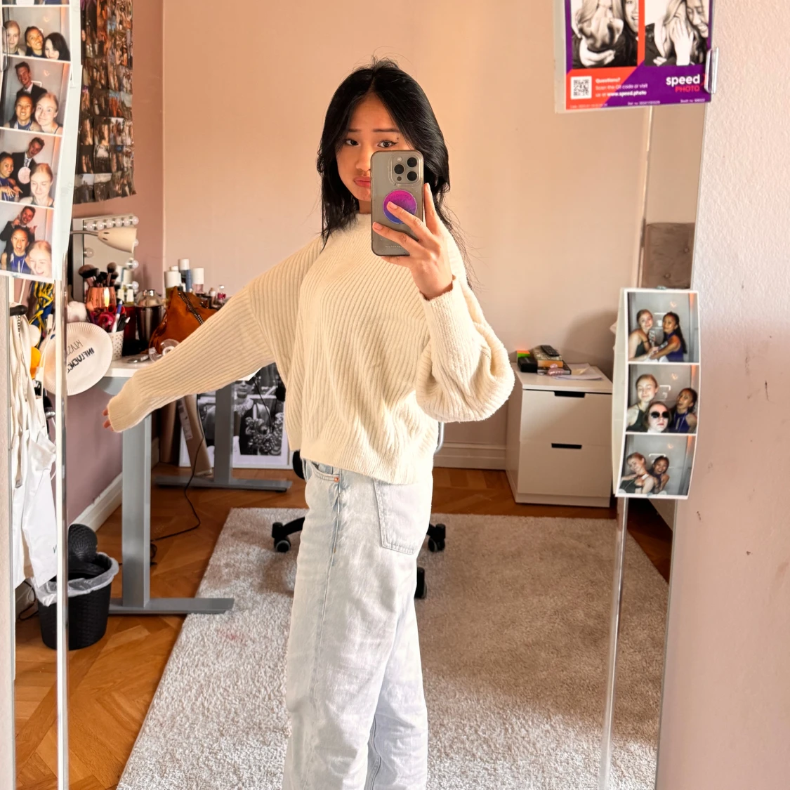 Vit stickad tröja från Pull&Bear