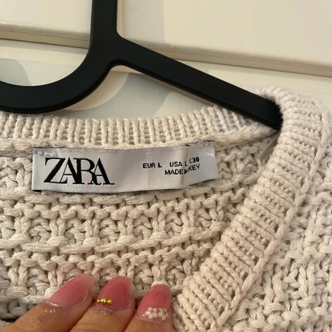 Beige trekvartsärmat kofta - 1