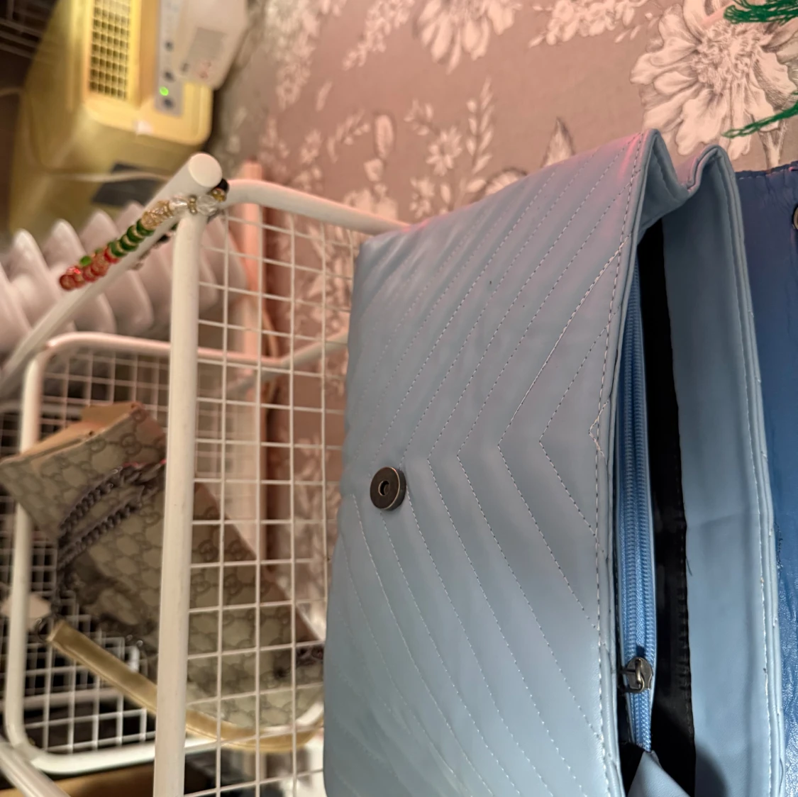 Ljusblå quiltad YSL axelväska - 2