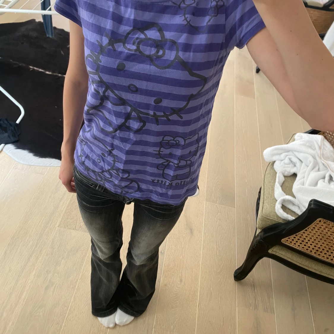 Lila Hello Kitty t-shirt med ränder