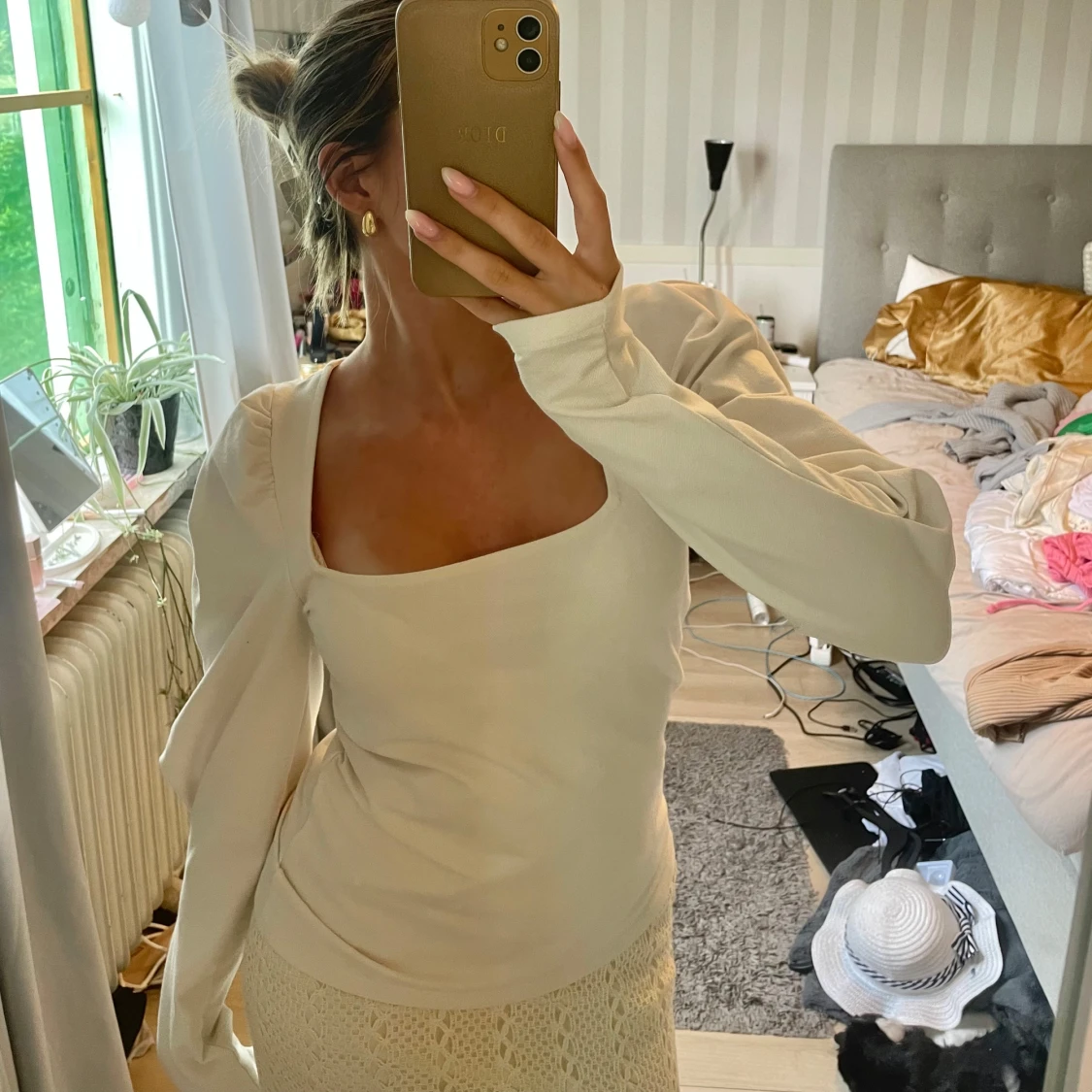 Vit långärmad topp med puffärm H&M - 2