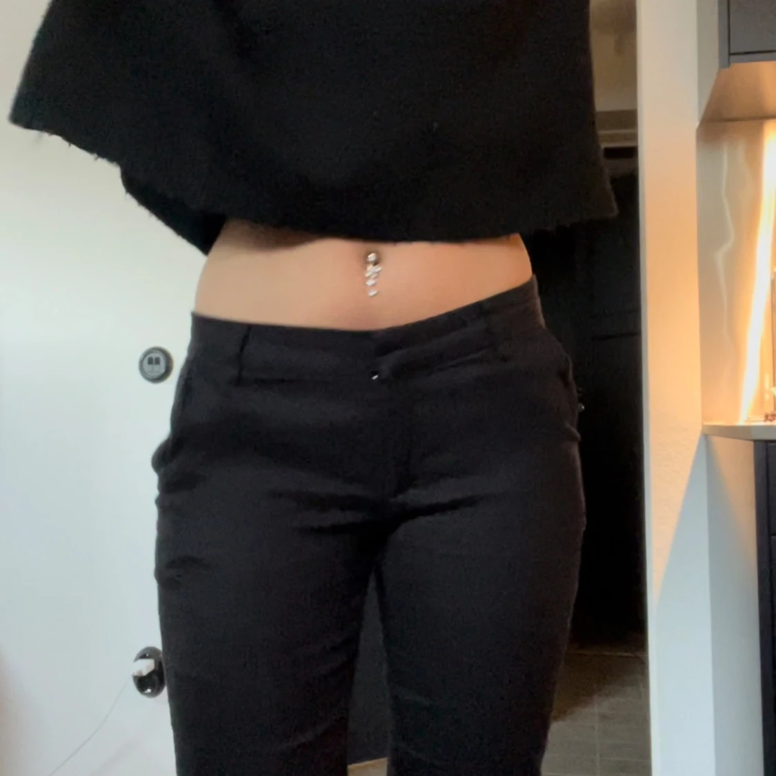 Svarta bootcut linnebyxor - 3