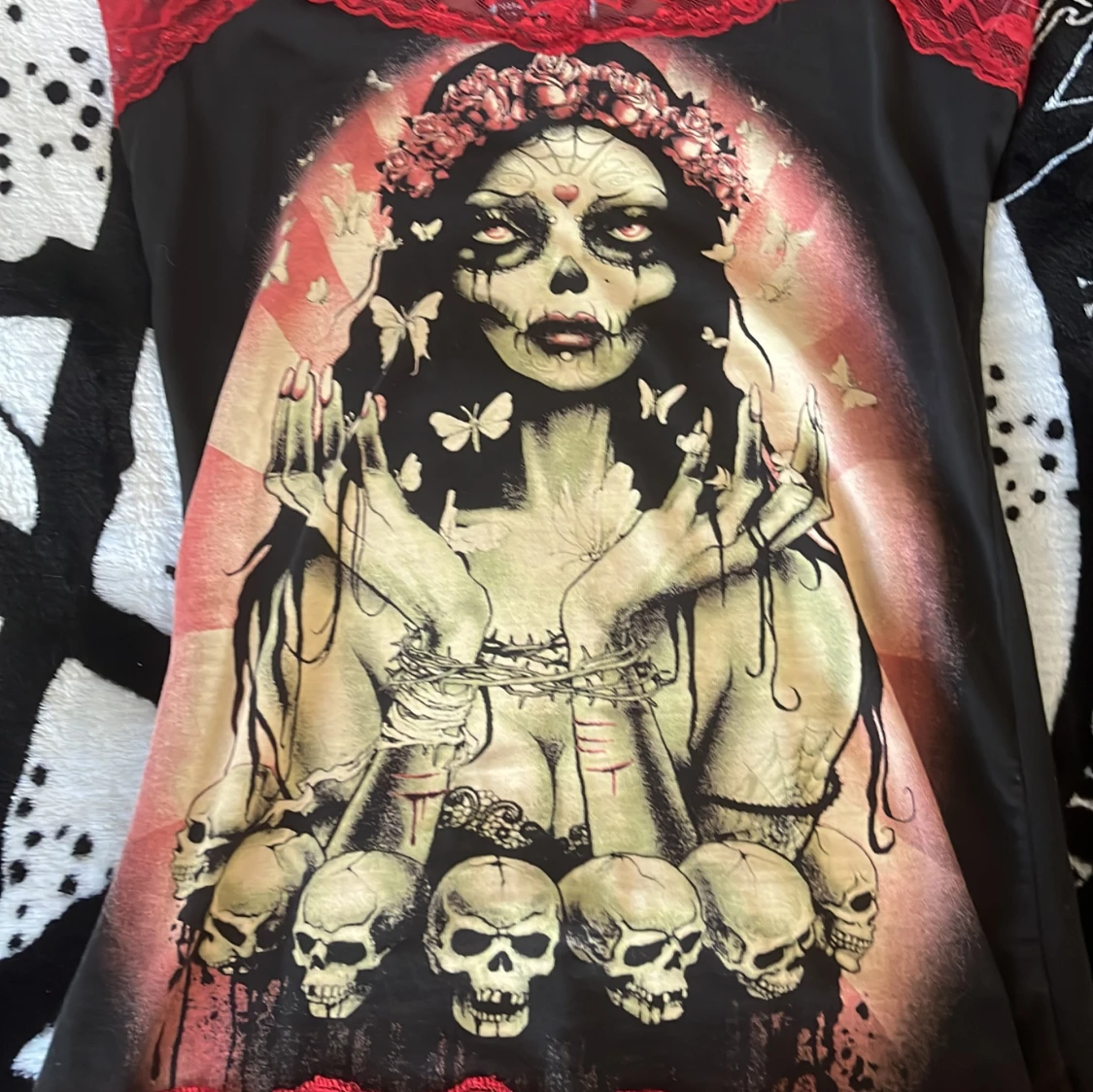 Svart och röd linneklänning Too Fast - 1