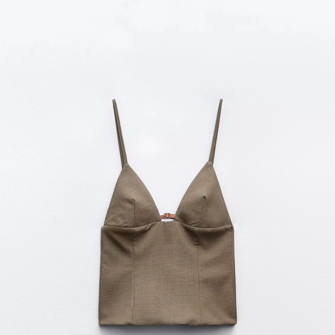 Beige rutig linnetopp från Zara