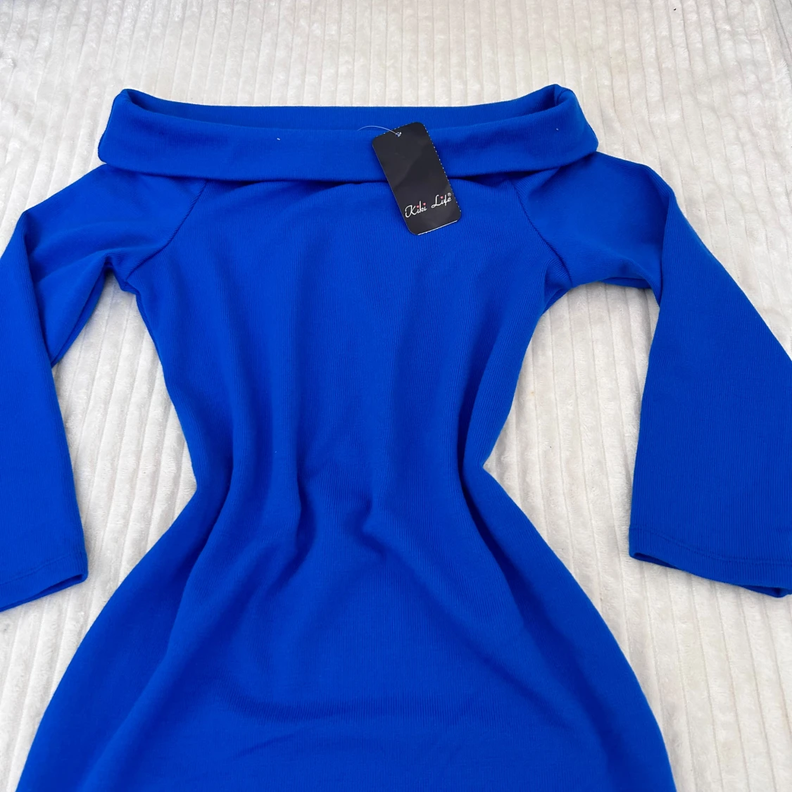 Kornblå offshoulder klänning - 1