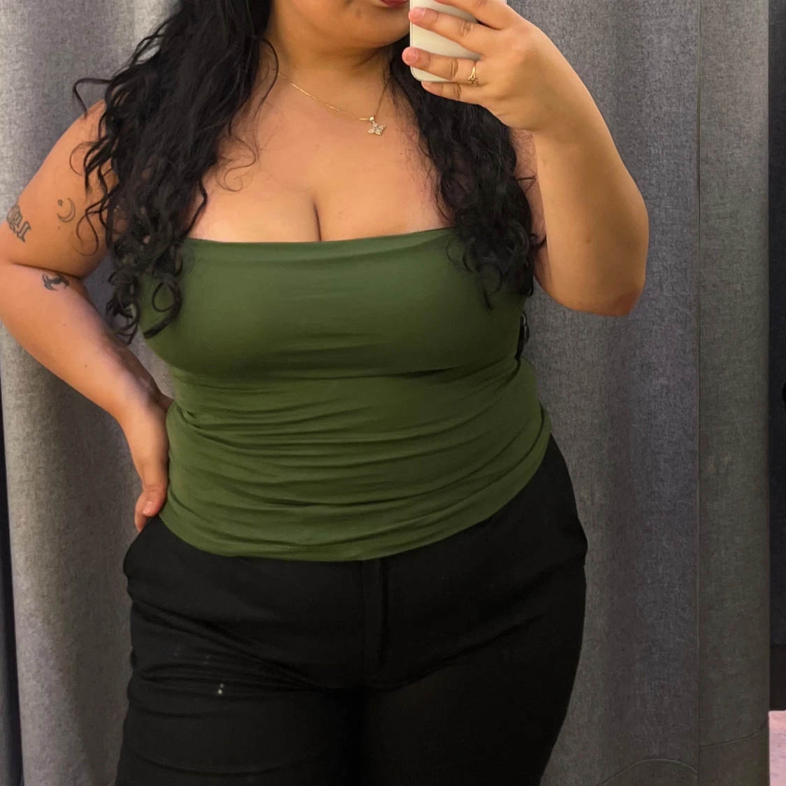 Olivgrön bandeau tubtopp