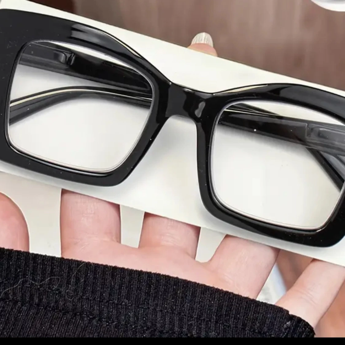 Trendy Svarta rektangulära glasögon