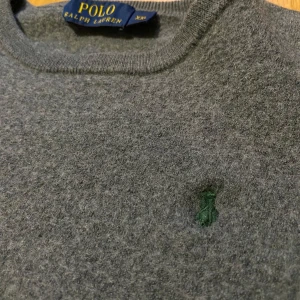 Grå tröja från Polo Ralph Lauren - Säljer en stilren grå tröja från Polo Ralph Lauren. Tröjan har en klassisk design med rund hals och det ikoniska broderade logotypen på bröstet. Perfekt för en avslappnad och elegant look. Den är XXL i barnstorlek.
