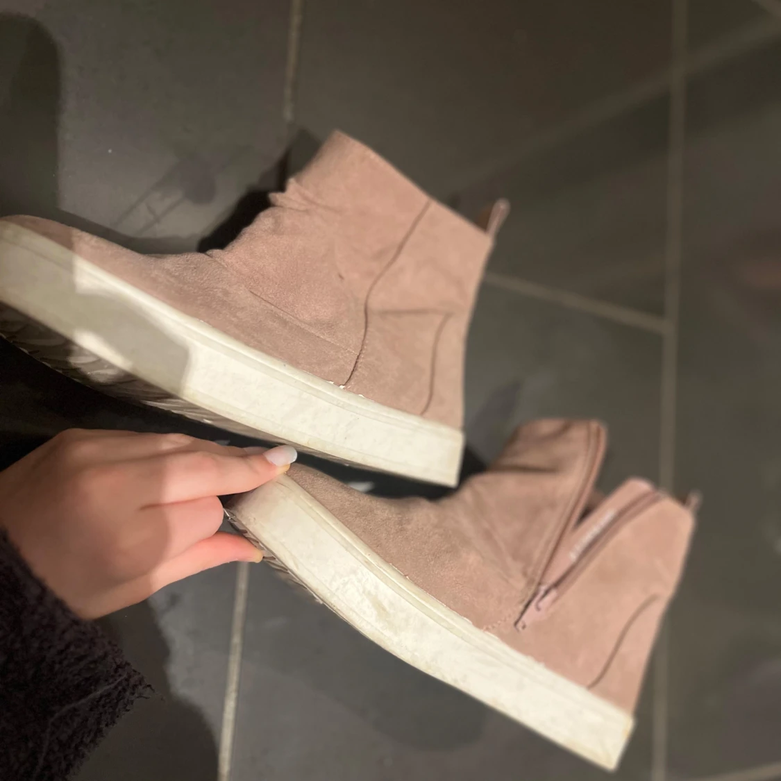 Rosa boots med dragkedja - 1