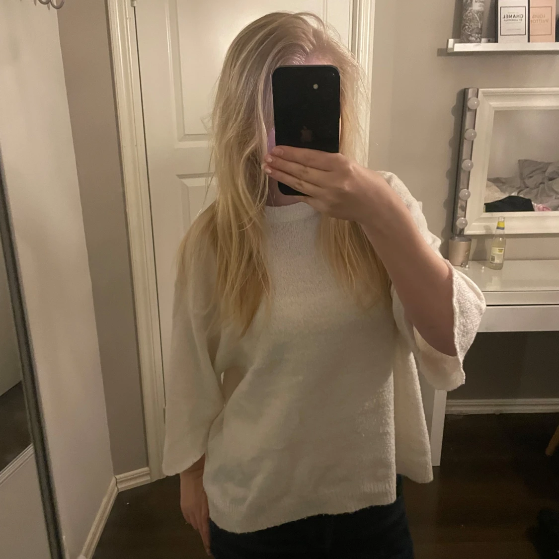 Vit stickad tröja - 1