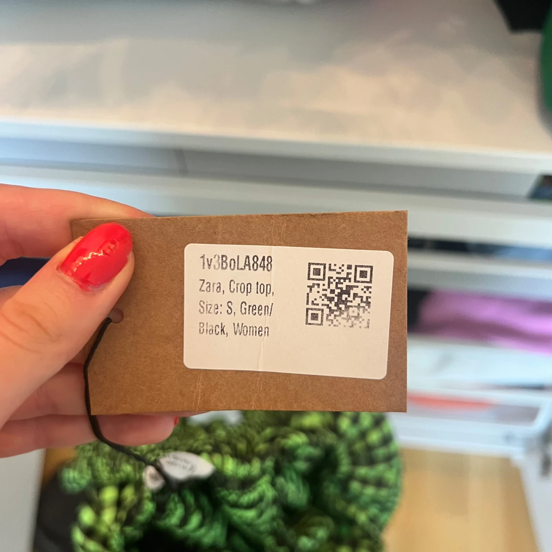 Grön och svart rutig croppad topp från Zara - 2