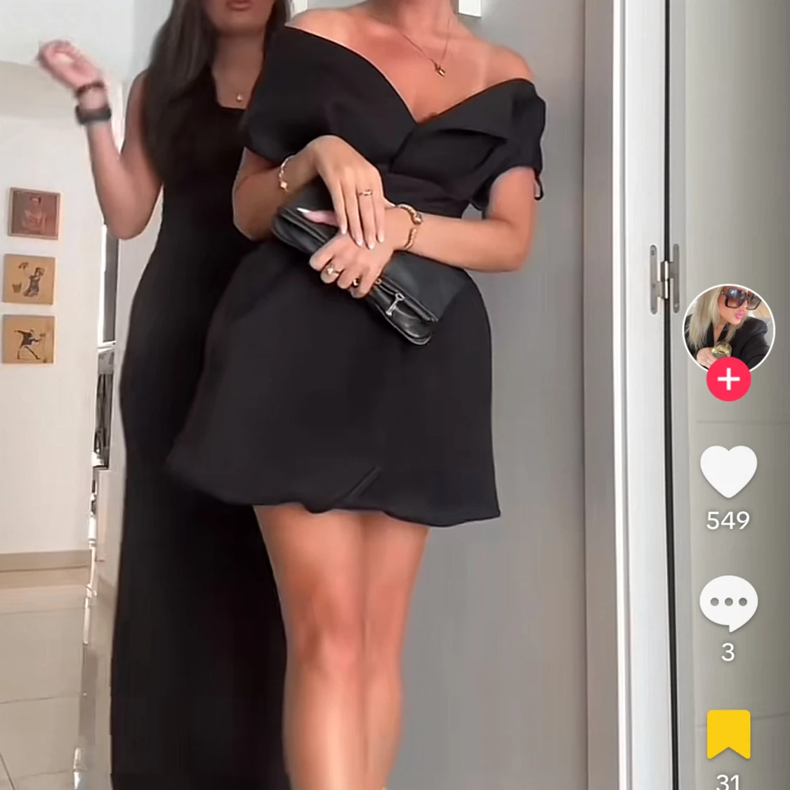 Svart offshoulder klänning - 1