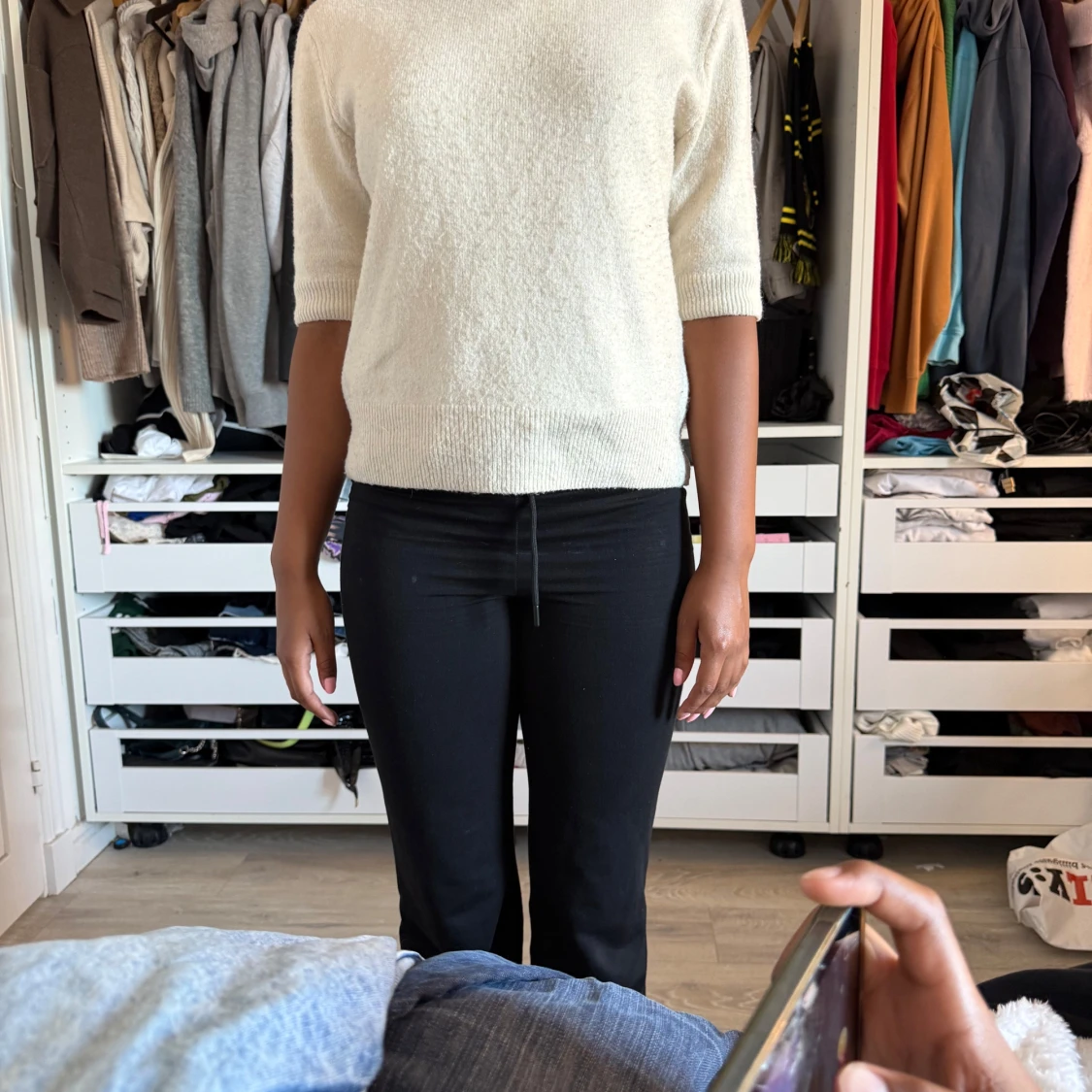 Beige polotröja med kort ärm