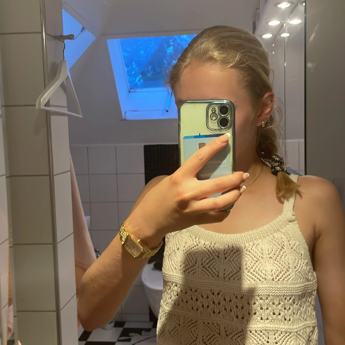 Vit virkad croppad linnetopp från Zara - 2