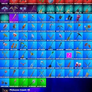 Fortnite samlarbok med skins, pickaxes, backpacks och danser - Säljer detta kontot och den har galna kompisar som giftar varje 4 dagar
