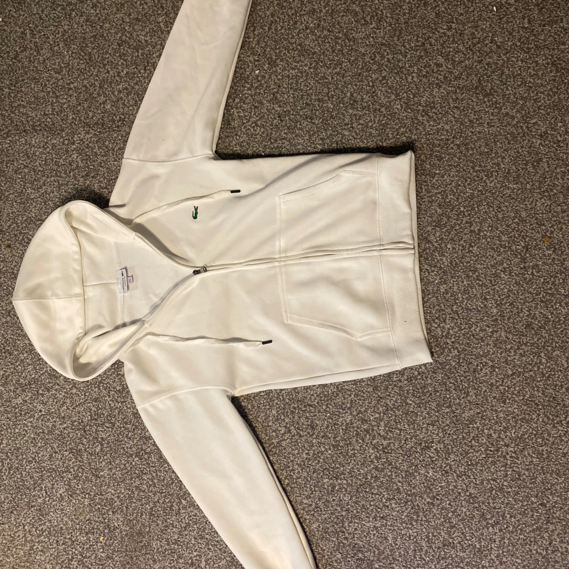 Vit zip hoodie från Lacoste