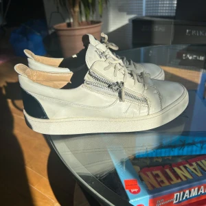 Vita sneakers med dragkedja - Säljer ett par vita sneakers från Giuseppe zanotti, skorna är 41 men sitter större (42,42,5)