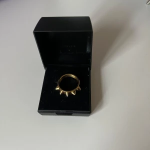 Guldfärgad ring med taggar - Cool ring i guldfärg med taggiga detaljer runt om. Perfekt för dig som vill sticka ut och addera en edgy touch till din stil. Kommer i en svart ask.