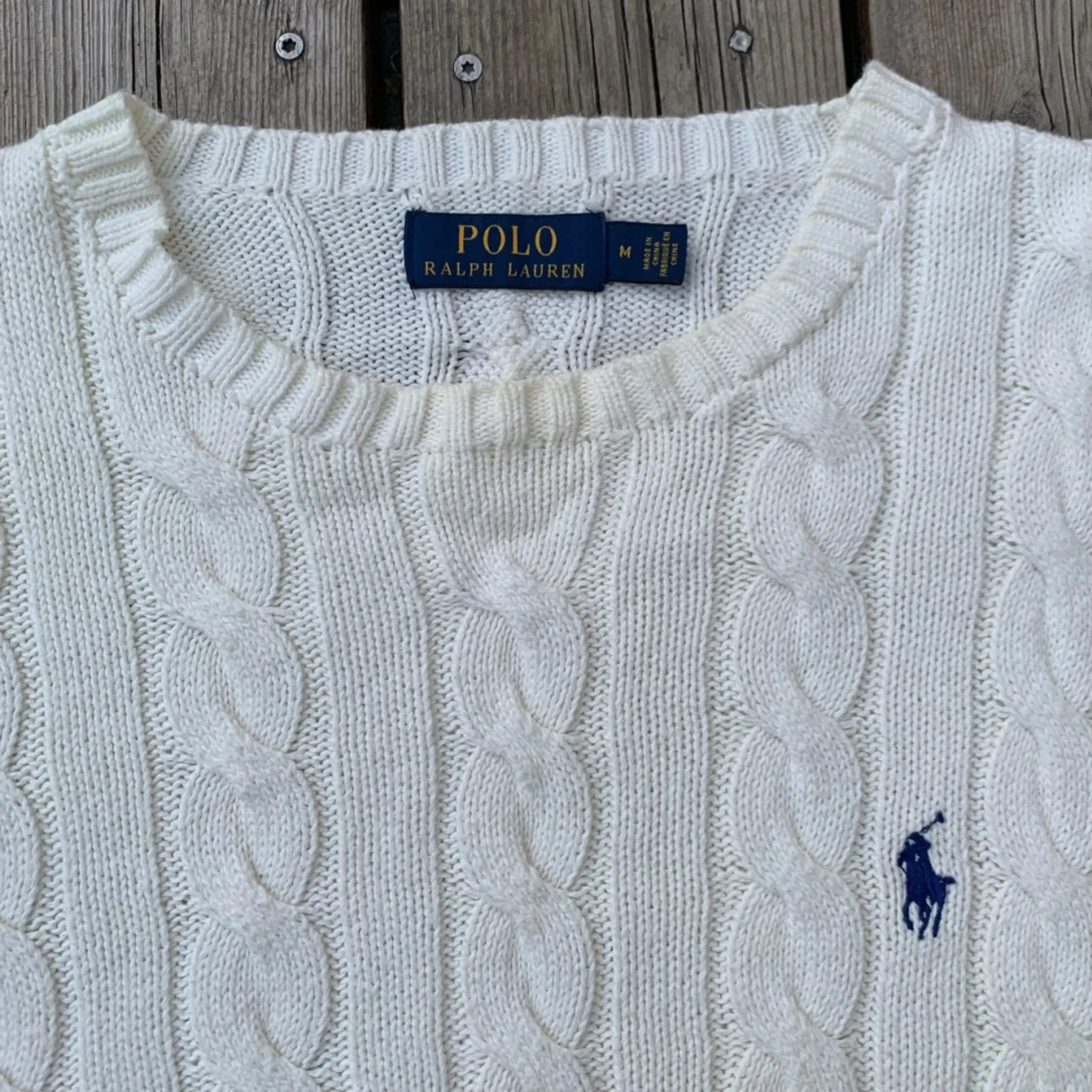Ralph Lauren Vit Kabelstickad Tröja - 92