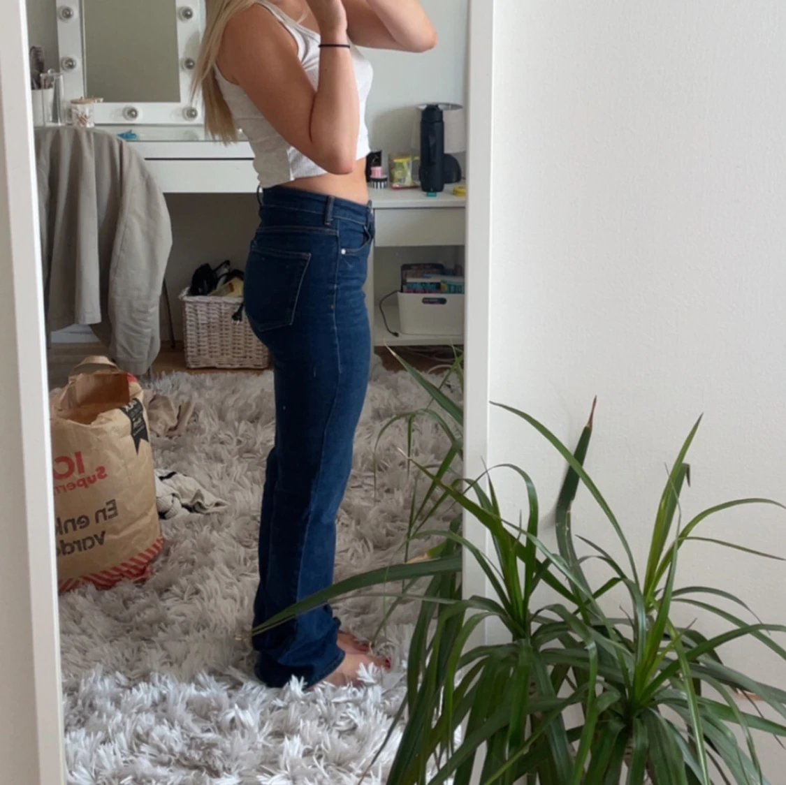 Mörkblå bootcut jeans - 1