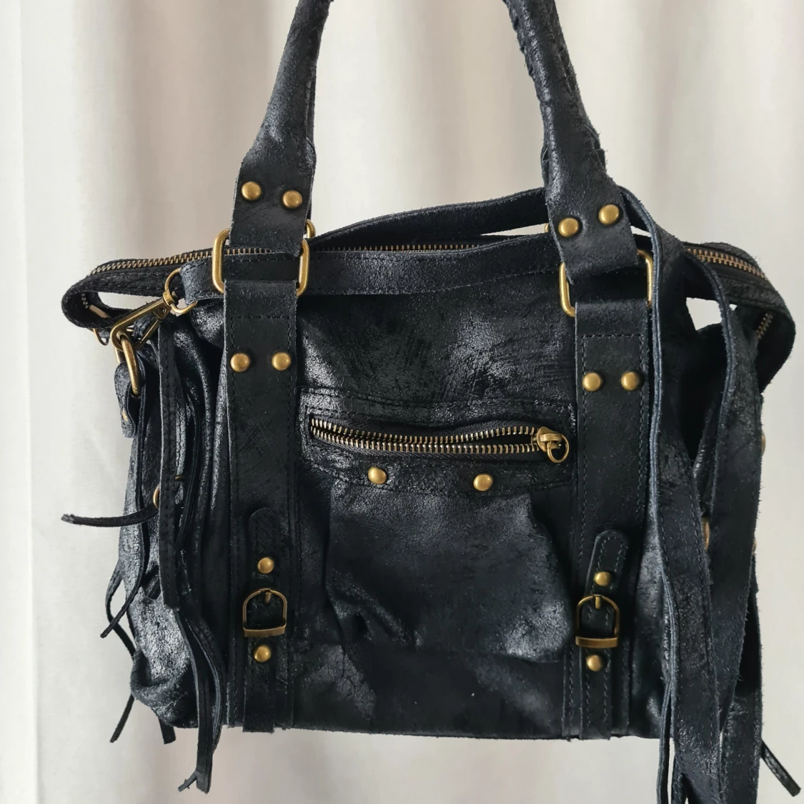 Svart city bag i skinn - 2