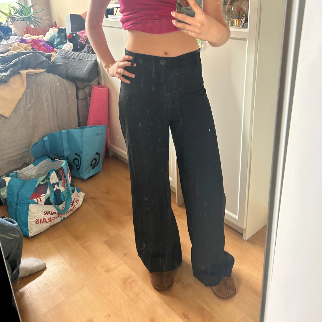 Svarta highwaisted kostymbyxor 