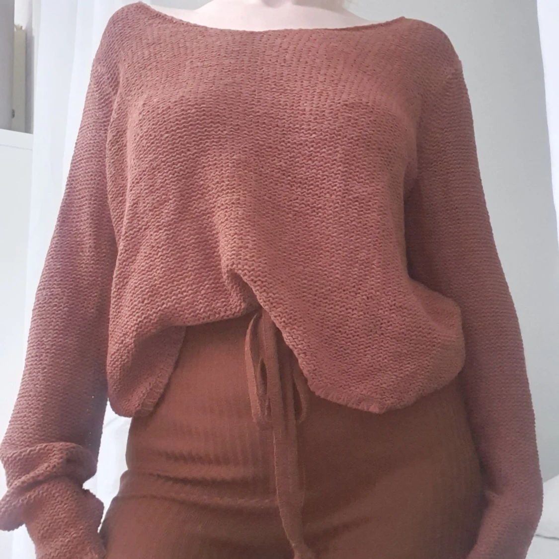Brun stickad loose tröja rostbröd Only L
