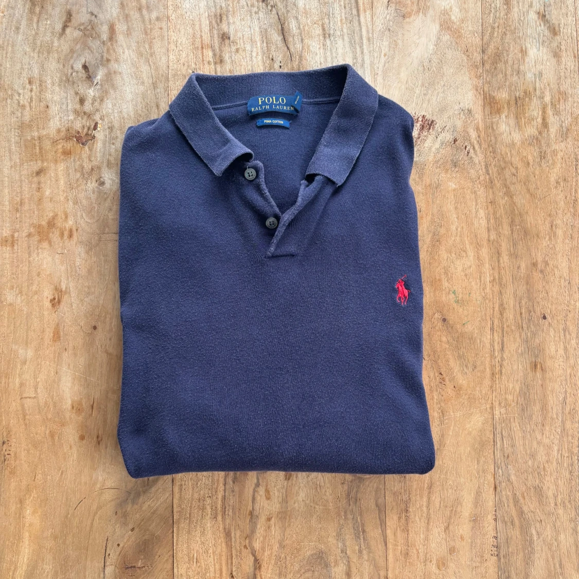 Polo Ralph Lauren – Mörkblå långärmad piké