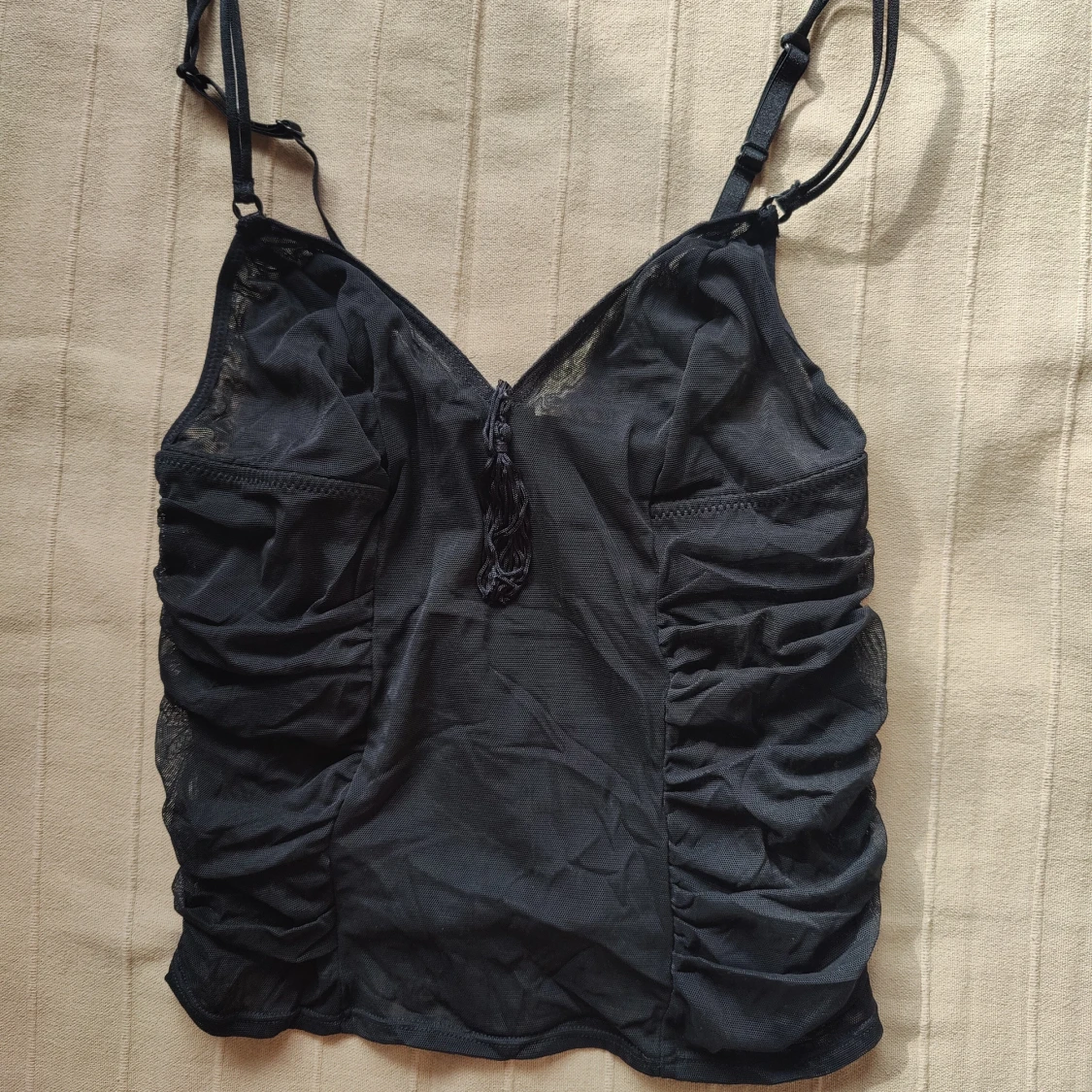 Black lingerie mesh top tassle - 90