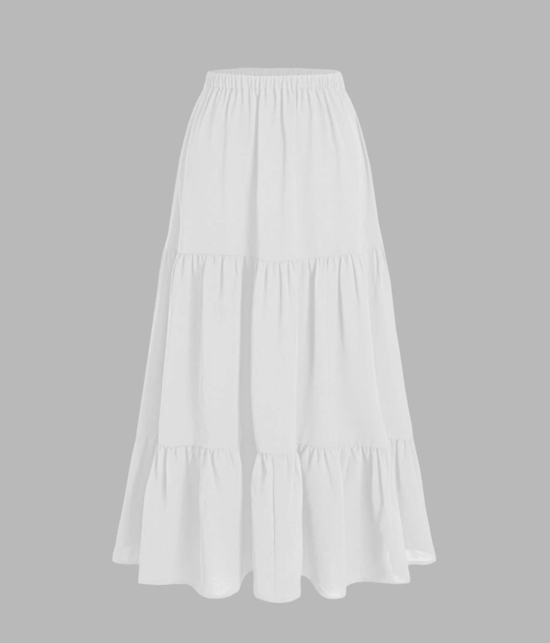 Lång vit veckad kjol med slits