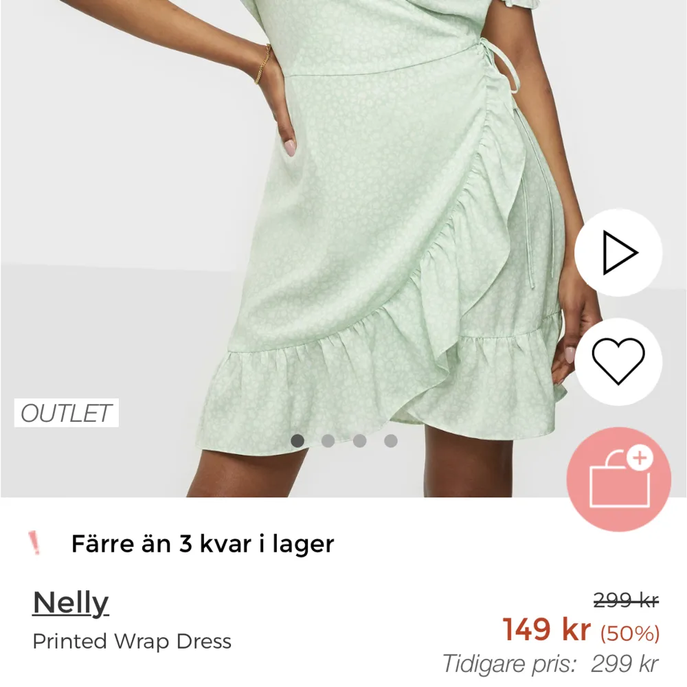Fin mönstrad ljusgrön klänning från Nelly.  I skick som ny!  Nypris:299kr  Säljer för: 100kr  Stl 38 . Klänningar.