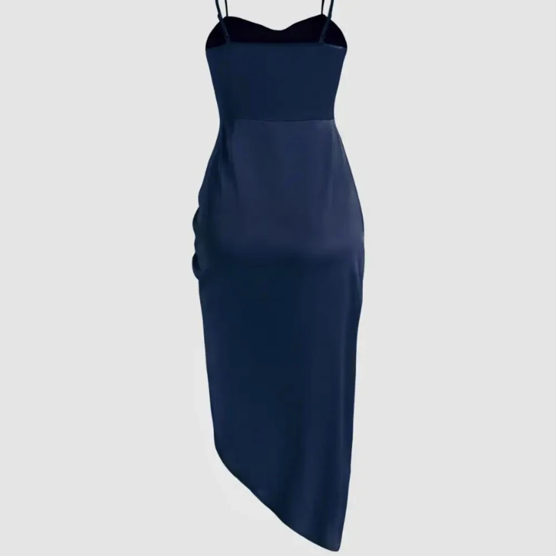 Marinblå satinklänning - 90