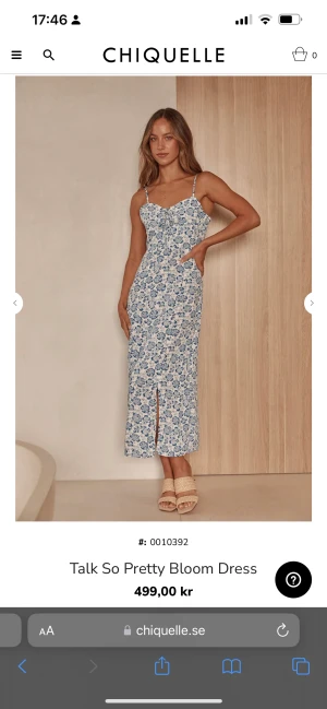 Ny klänning - Ny jättefin klänning från chiquelle. Lappen kvar. Skulle säga lite mer mellan M och L i storlek.  Nypris: 499