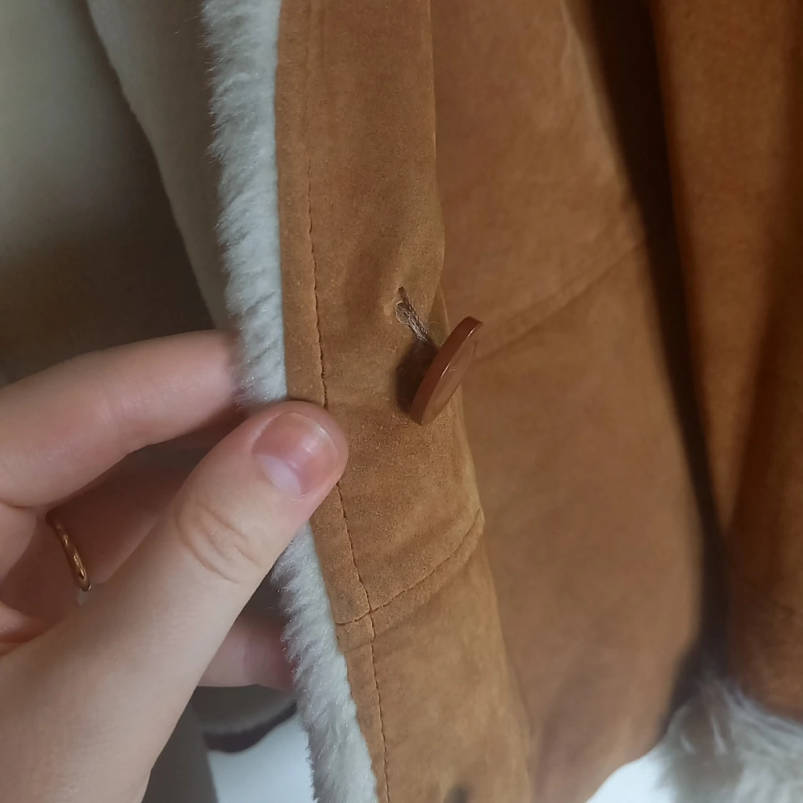 70s Style Leather Jacket with Faux Fur - 91