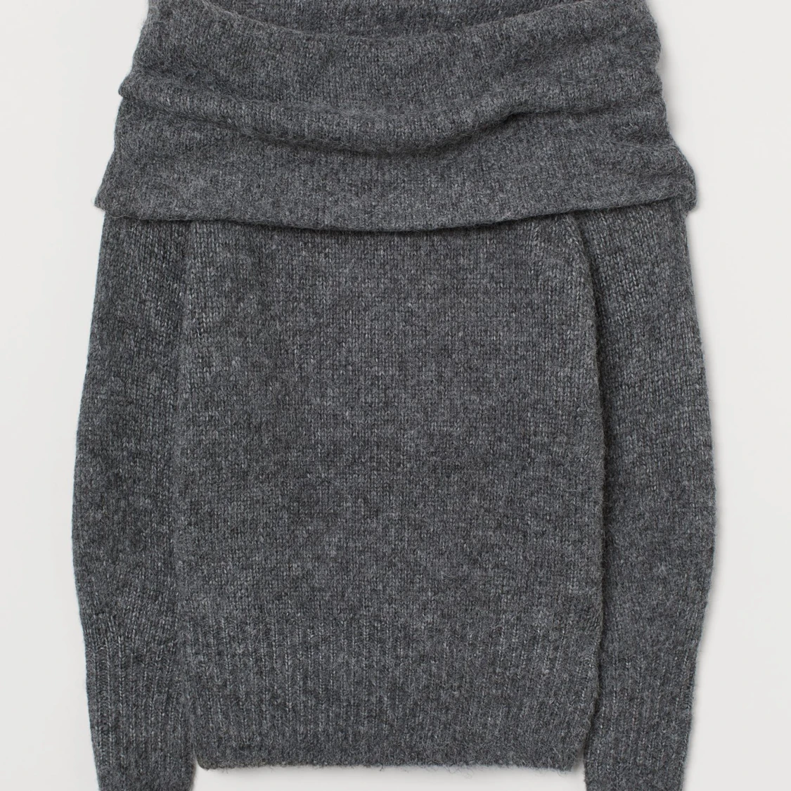 Off shoulder stickad tröja grå - 90