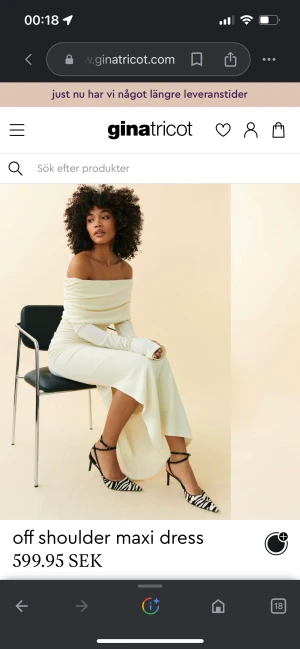 Off shoulder maxi dress - Slutsåld klänning från Gina Tricot. Endast testad med alla lappar på osv. Original pris 599kr. 