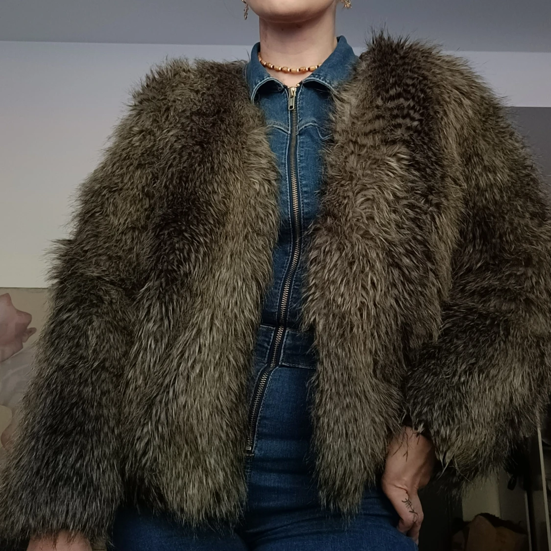 Faux pälsjacka - 90