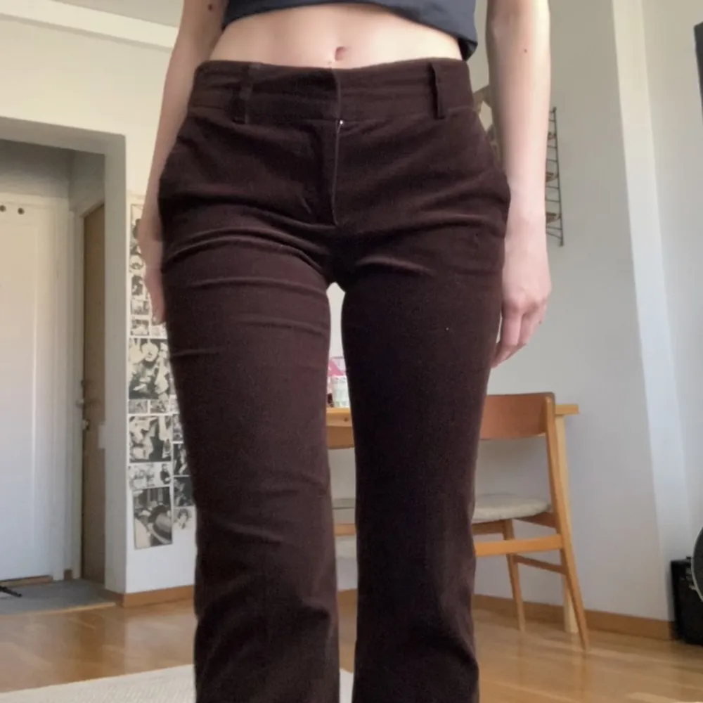 Bruna lågmidjade manchesterbyxor! Från Zara men köpta på second hand <3 mycket bra skick! Jag är 1,65 cm :). Jeans & Byxor.