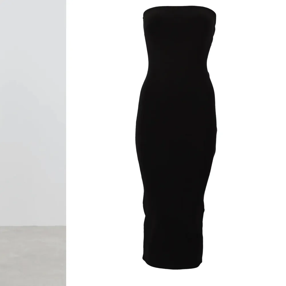 En jättefin svart tubklänning från Gina tricot, endast testad så den är ny. Storlek xs men passar s🤍nypris 299. Klänningar.