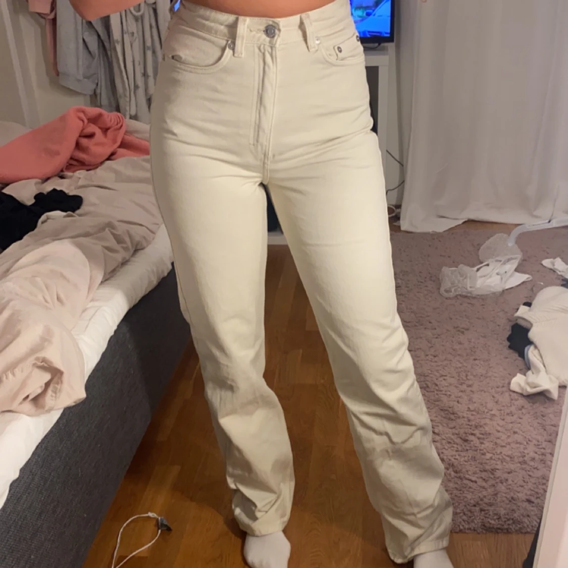 Vit/beiga Weekday jeans 