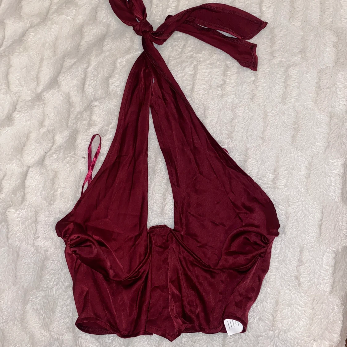 Vin röd korsett halter neck topp